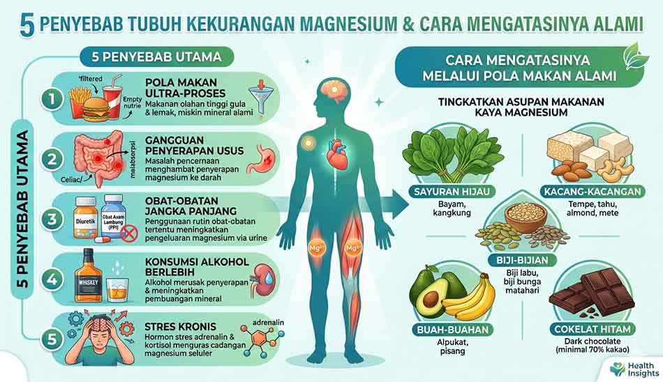 5 penyebab tubuh kekurangan magnesium