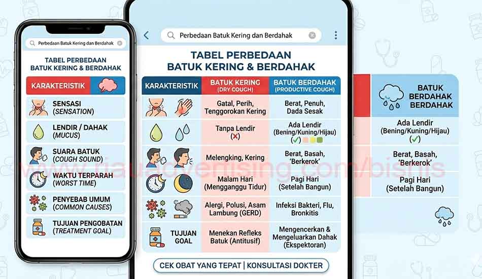 Tabel Perbedaan Batuk Kering dan Berdahak